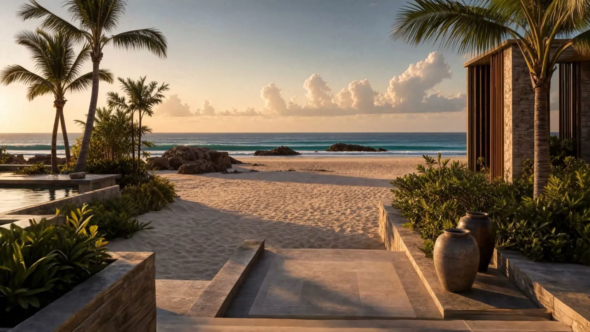 Spa and beach at Aurora Grand