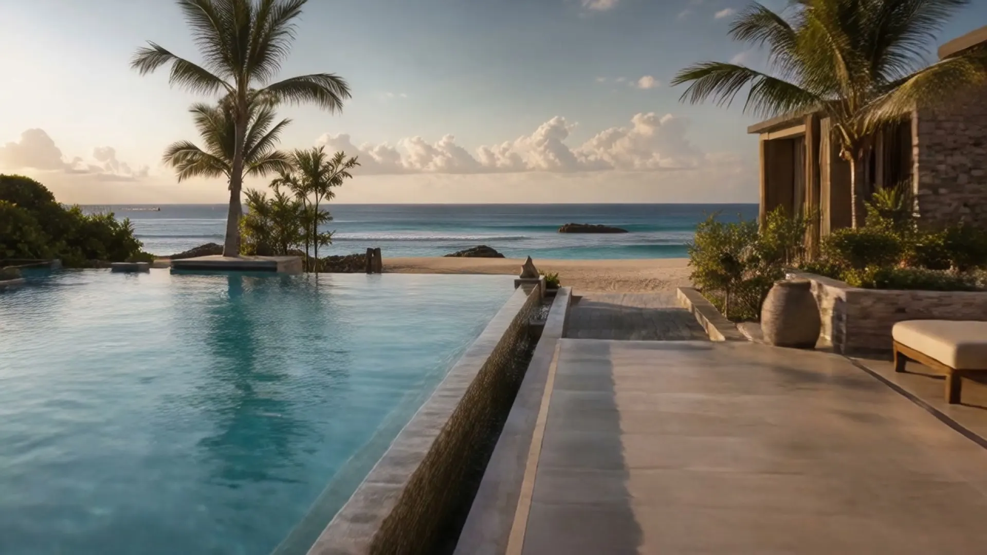 The private beach